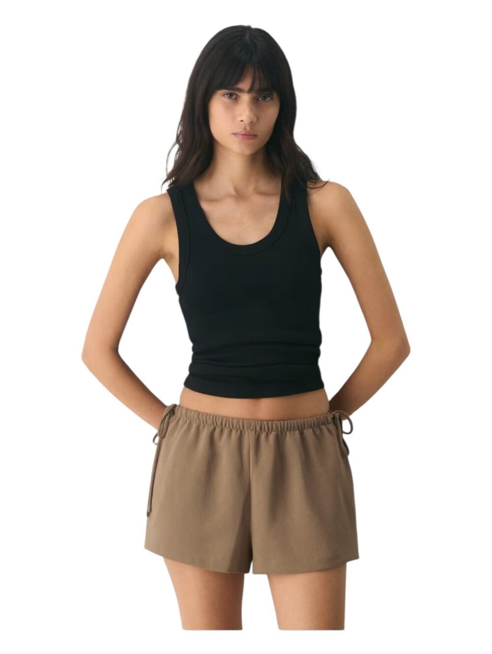 Aritzia Women's Shorts in Brown with Drawstring Waist